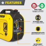 Champion Power Equipment 1850W/2500W Gasoline Powered Portable Recoil Inverter Generator - Image 3