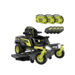 RYOBI 80V HP Brushless 54in. Cordless Zero Turn Riding Mower with (3) 80V & (4) 40V Batteries & Charger
