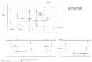 L Shaped Whirlpool Bath Hand Screen - Image 4